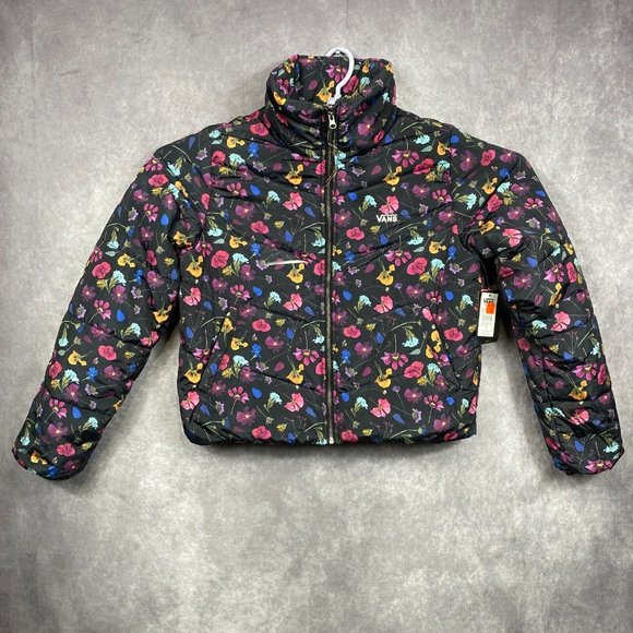 VANS Jackets & Blazers - VANS FOUNDRY V PRINT Jacket Womens XL Black Floral Puffer Flowercore AOP Girl